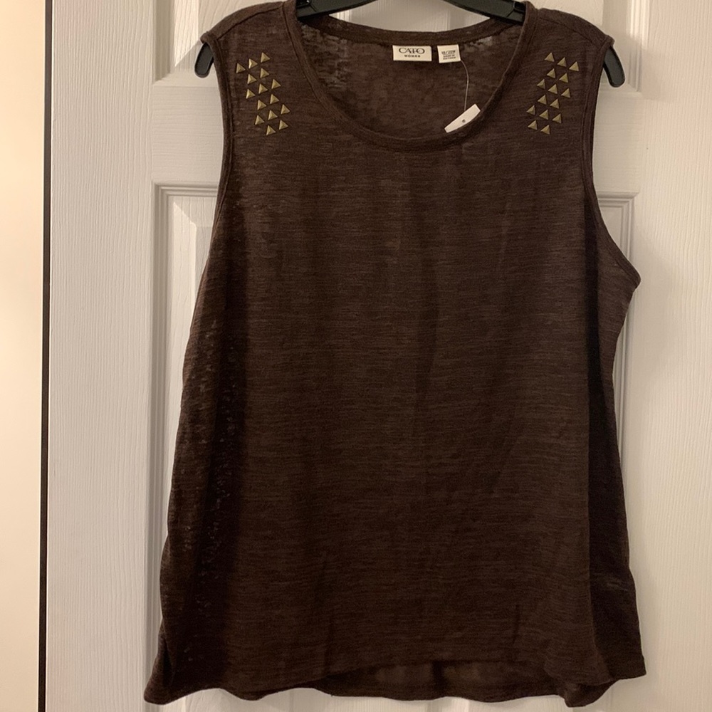 Cato Women’s Brown Sleeveless Top with Gold Embellishments Size 18/20